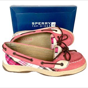 NEW IN BOX! SPERRY TOP-SIDER PINK ANGELFISH RED WEEKEND PLAID SHOES GIRLS SIZE 6